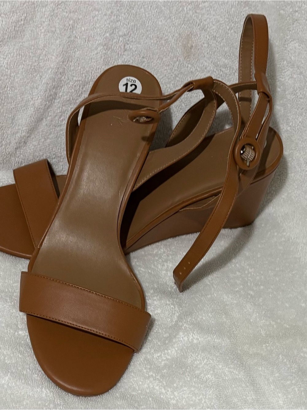 Women’s Tan Wedge Sandals with Ankle Strap